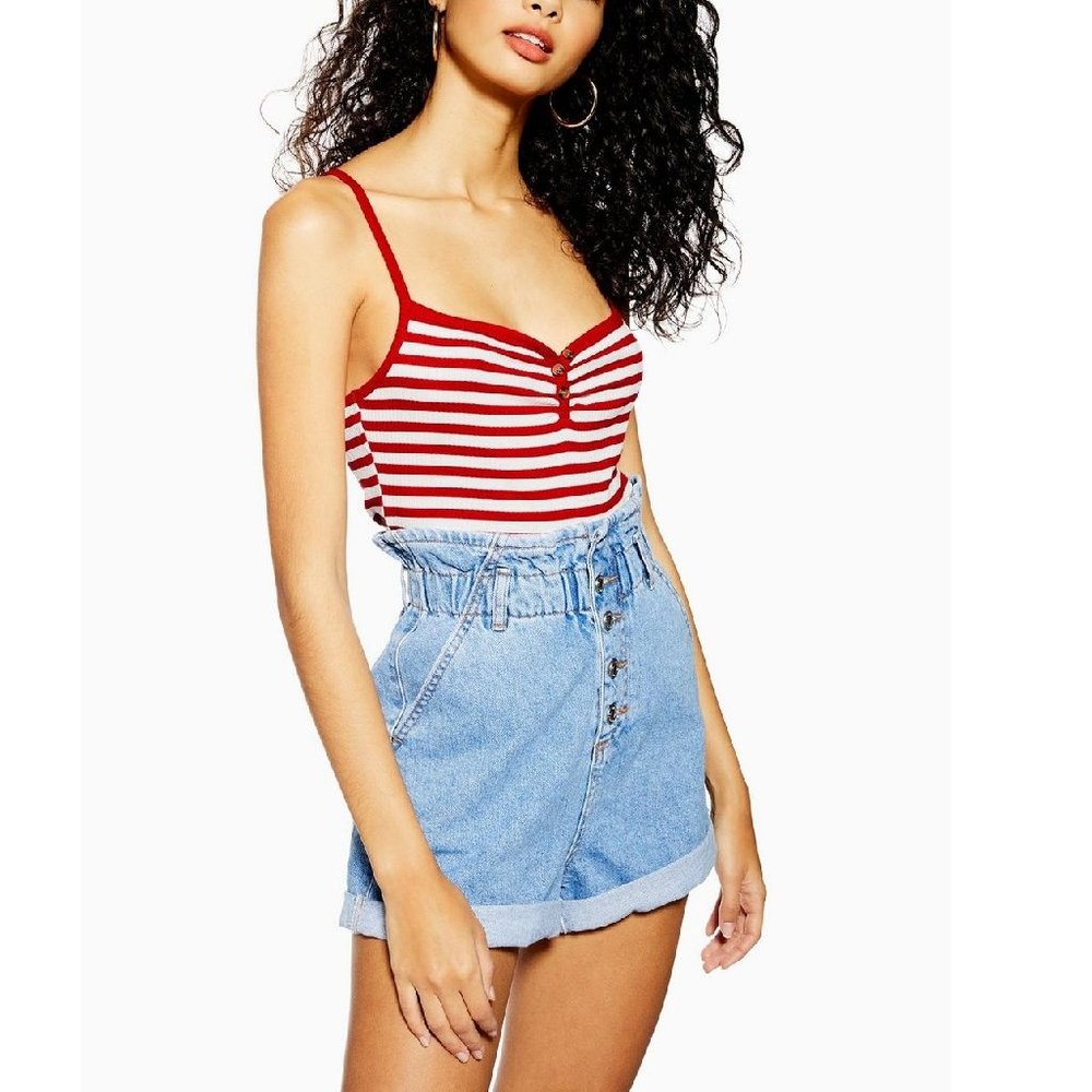 🎁 Topshop Stripe Crop Tank - Picture 1 of 9
